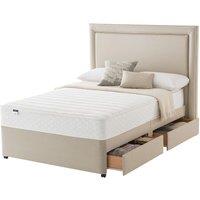 Silentnight Miracoil Memory 135cm 4 Drawer Divan Set Sandstone No Headboard, Brown
