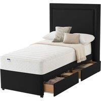 Silentnight Miracoil Memory 2 Drawer Divan Set Slate Ebony No Headboard - Single, Black