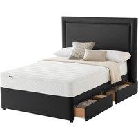 Silentnight Miracoil Memory 135cm 4 Drawer Divan Bed Set - Ebony No Headboard, Black