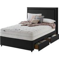 Silentnight Mirapocket 2000 Memory Ottoman 4-Drawer Storage Divan Bed Set Ebony No Headboard - 150cm, Black