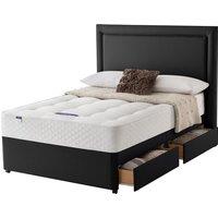 Silentnight Miracoil Ortho 4-Drawer Storage Divan Set Ebony No Headboard - 135cm, Black