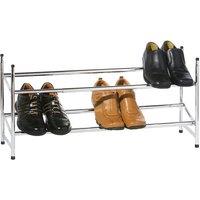 Premier Housewares 2-Tier Extendable Shoe Rack - Chrome, Silver