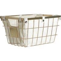 Premier Housewares Wire Storage Basket with Cotton Lining - Gold, Gold