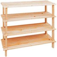 Premier Housewares 4-Tier Wooden Shoe Rack - Natural, Brown