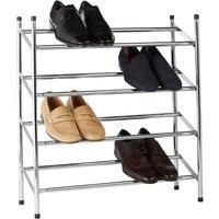 Premier Housewares 4-Tier Extendable Shoe Rack - Chrome, Silver