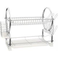 Premier Housewares 2-Tier Dish Drainer - Chrome & White, White