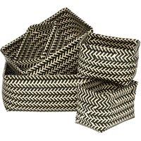 Premier Housewares Set of 5 Woven Storage Baskets - Black & White