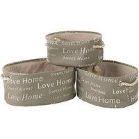 Premier Housewares Set of 3 Canvas Oval Laundry Hampers - Taupe