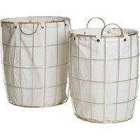 Premier Housewares Set of 2 Round Laundry Baskets with Gold Plate Frame
