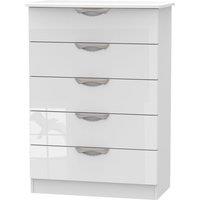 Welcome Furniture Ready Assembled Indices 5-Drawer Chest of Drawers - White, White