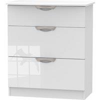 Welcome Furniture Ready Assembled Indices 3 Drawer Deep Chest - White, White