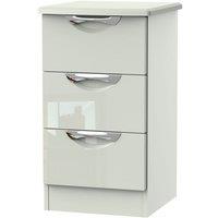 Welcome Furniture Ready Assembled Indices 3-Drawer Bedside Cabinet - White/Grey, White