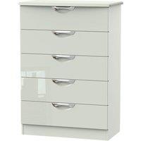 Welcome Furniture Ready Assembled Indices 5-Drawer Chest of Drawers - White/Grey, White