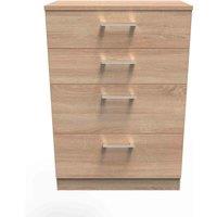 Welcome Furniture Ready Assembled Yelanto 4-Drawer Chest of Drawers - Oak, Brown