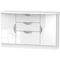 Ready Assembled Indices 3 Drawer Double Door Sideboard - White, White