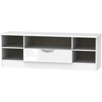Ready Assembled Indices 1-Drawer Large Open TV Unit - White, White