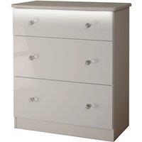 Welcome Furniture Ready Assembled Zodian Wide Chest of 3 Drawers - Grey, Grey