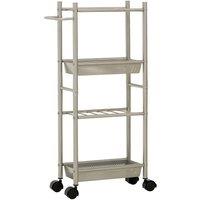 Premier Housewares Brush Nickel Kitchen Trolley with 2 Baskets - Silver