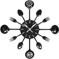 Premier Housewares Cutlery Metal Wall Clock - Black, Black