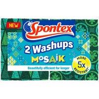 Spontex Washups Mosaik General Purpose Sponge Scourers - 2 Pack