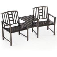 Greenhurst Hartlebury Duo Garden Bench and Table, Black