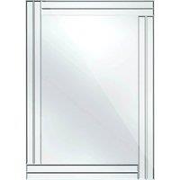 Premier Housewares Bevelled Edge Mirror with Double Line Frame, Silver