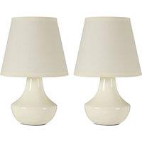 Premier Housewares Set of 2 Table Lamps in Cream Ceramic, Cream
