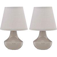 Premier Housewares Set of 2 Table Lamps in Grey Ceramic, Grey