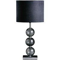 Premier Housewares Mistro Table Lamp with Smoke Orb/Chrome Base & Black Faux Suede Shade, Grey