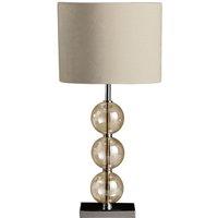 Premier Housewares Mistro Table Lamp with Amber Orb/Chrome Base & Cream Faux Suede Shade, Cream