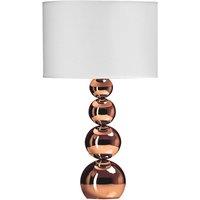 Premier Housewares Cameo Touch Lamp 4 Graduated Copper Effect Orbs with White Shade, Brown