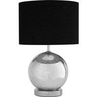 Premier Housewares Naomi Table Lamp with Chrome Glass Base & Black Fabric Shade, Silver