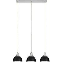 Premier Housewares Jasper Pendant Light 3 Shades - Black Shade/Chrome, Silver