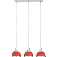Premier Housewares Jasper Pendant Light 3 Shades - Red Shade/Chrome, Silver