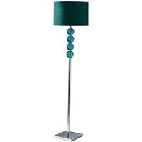 Premier Housewares Mistro Floor Lamp w/Teal Orb/Chrome Base, Silver