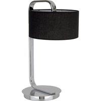 Premier Housewares Leyna Table Lamp Chrome with Black Fabric Shade, Silver