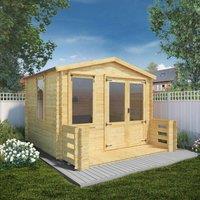 Mercia 19mm Log Cabin with Veranda - 3.3 x 3.7m, Brown