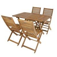 Charles Bentley Acacia 4 Seater Rectangular Table Set, Brown