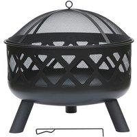 Charles Bentley Round Steel Fire Pit - Black, Black