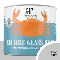 Thorndown Zinc Grey Peelable Glass Paint 150 ml - Opaque, Grey