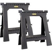 Stanley Folding Sawhorses - Twin Pack, Black