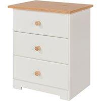 Core Products Contino 3 Drawer Bedside Cabinet, Cream