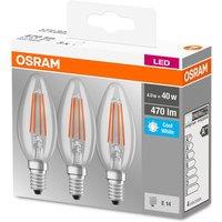 Osram Candle 40W Clear Filament SES Bulb 3 pack - Cool White