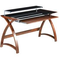 Jual Helsinki Curve Walnut/Glass Desk 1300, Brown