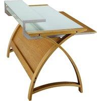 Jual Helsinki Curve Oak/Glass Desk 1300, Brown
