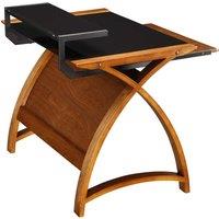 Jual Helsinki Curve Walnut/Glass Desk 900, Brown