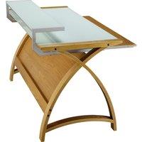 Jual Helsinki Curve Oak/Glass Desk 900, Brown