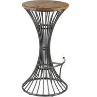 Premier Housewares New Foundry Elm Wood Bar Stool, Silver