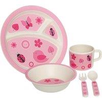 Premier Housewares 5-Piece Eden Bird Kids Dinner Set - Pink