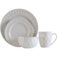 Premier Housewares 16 pc Embossed Geo Dinner Set - White, White